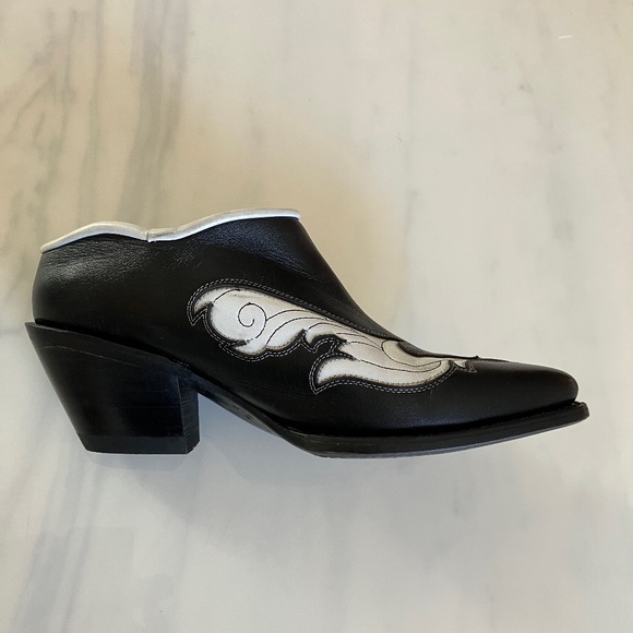 John Fluevog Autry Garland Western Mule Black White 10 - Picture 1 of 6